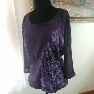 Desigual semi sheer bubble hem blouse